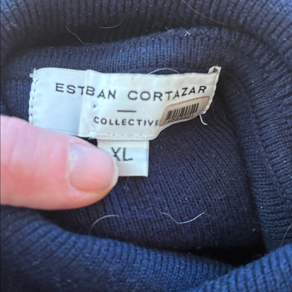 Women's Navy and Pink Sweater Lattice Sleeve Estaban Cortazar - Picture 7 of 11